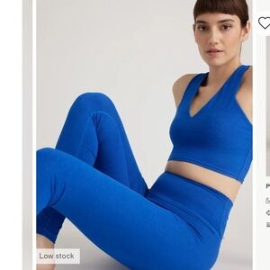 Quince Activewear Set Medium Heather Cobalt Leggings and Sports Bra Matching Set